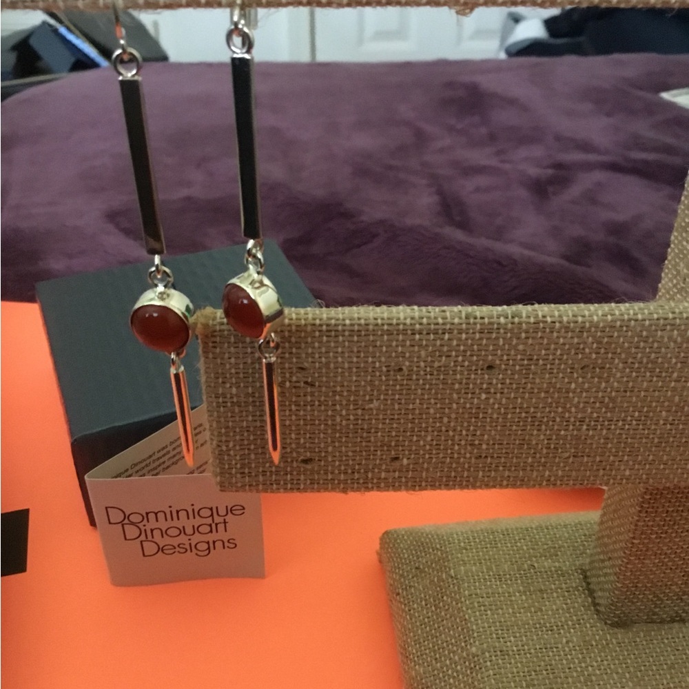 NEW Dominique Dinourt Designs 925 Dangling Gemstone Earrings